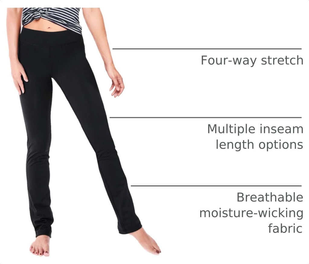 Women'S Petite/Regular/Tall Straight Leg Yoga Pants, Slim Fit Stretch Pants for Everyday, Travel & Casual Wear