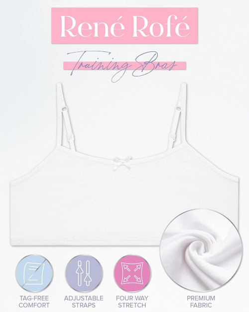 Girls Training Bras 10 Pack Soft Cotton Cami Everyday Bras | Tag-Free Comfort and Breathable Cotton, Cami Styling for All-Day Wear, Multipack for Growing Girls